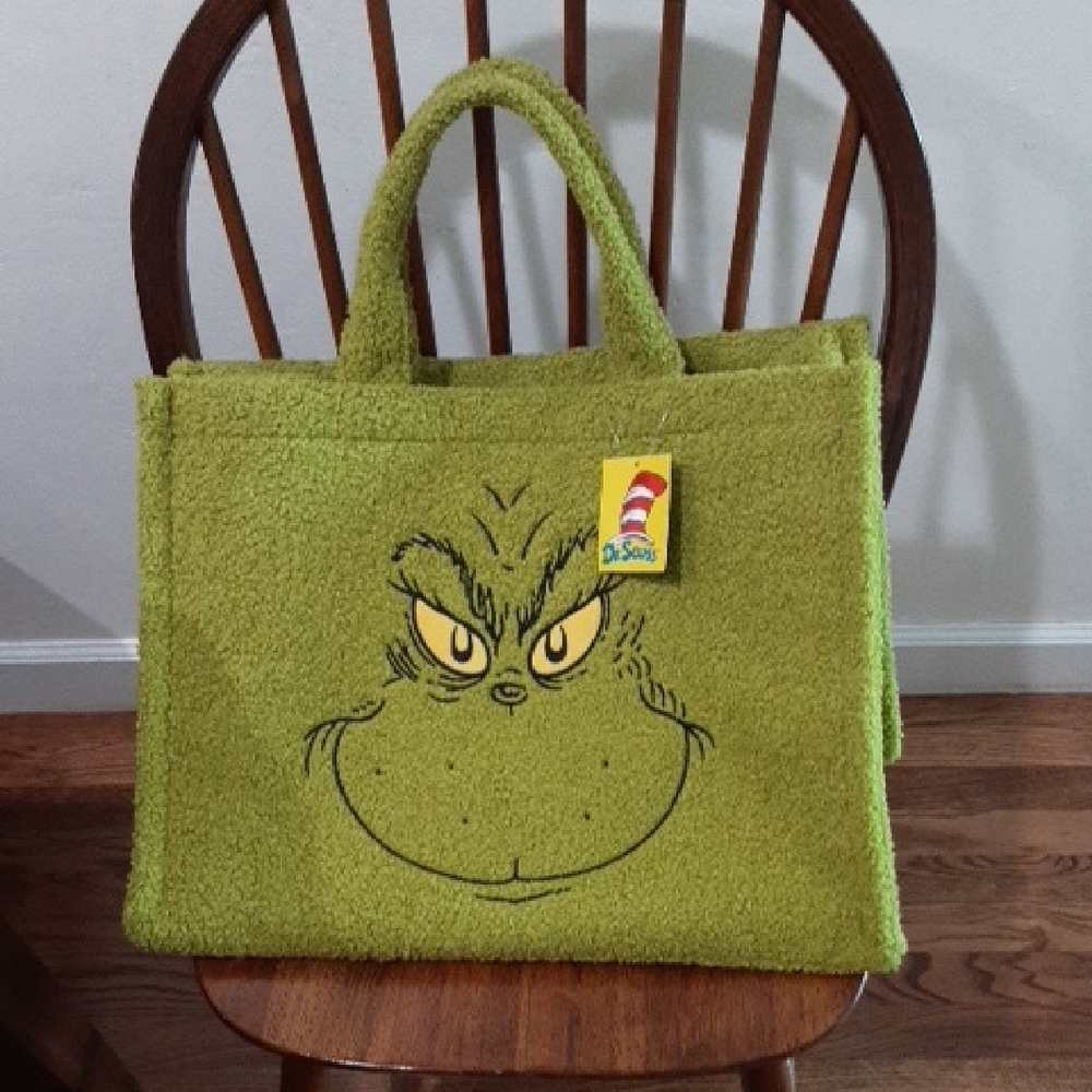 Dr. Seuss Grinch Fuzzy Green Bag Tote